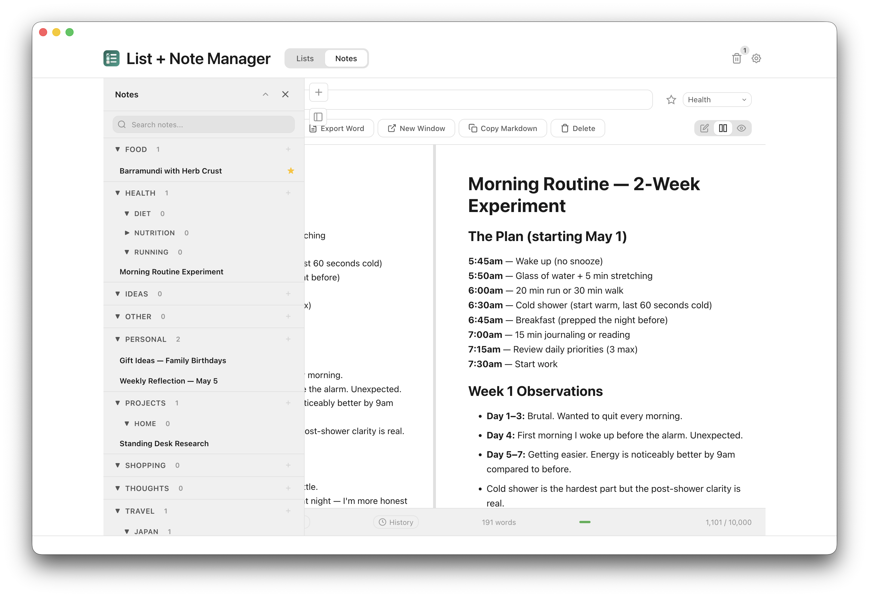 Sidebar with category tree and subcategories